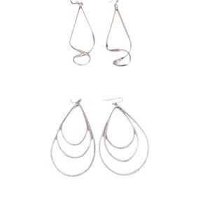 NEW Large Silver Hanging Earrings 2 pair Bundle Set Stocking Stuffer